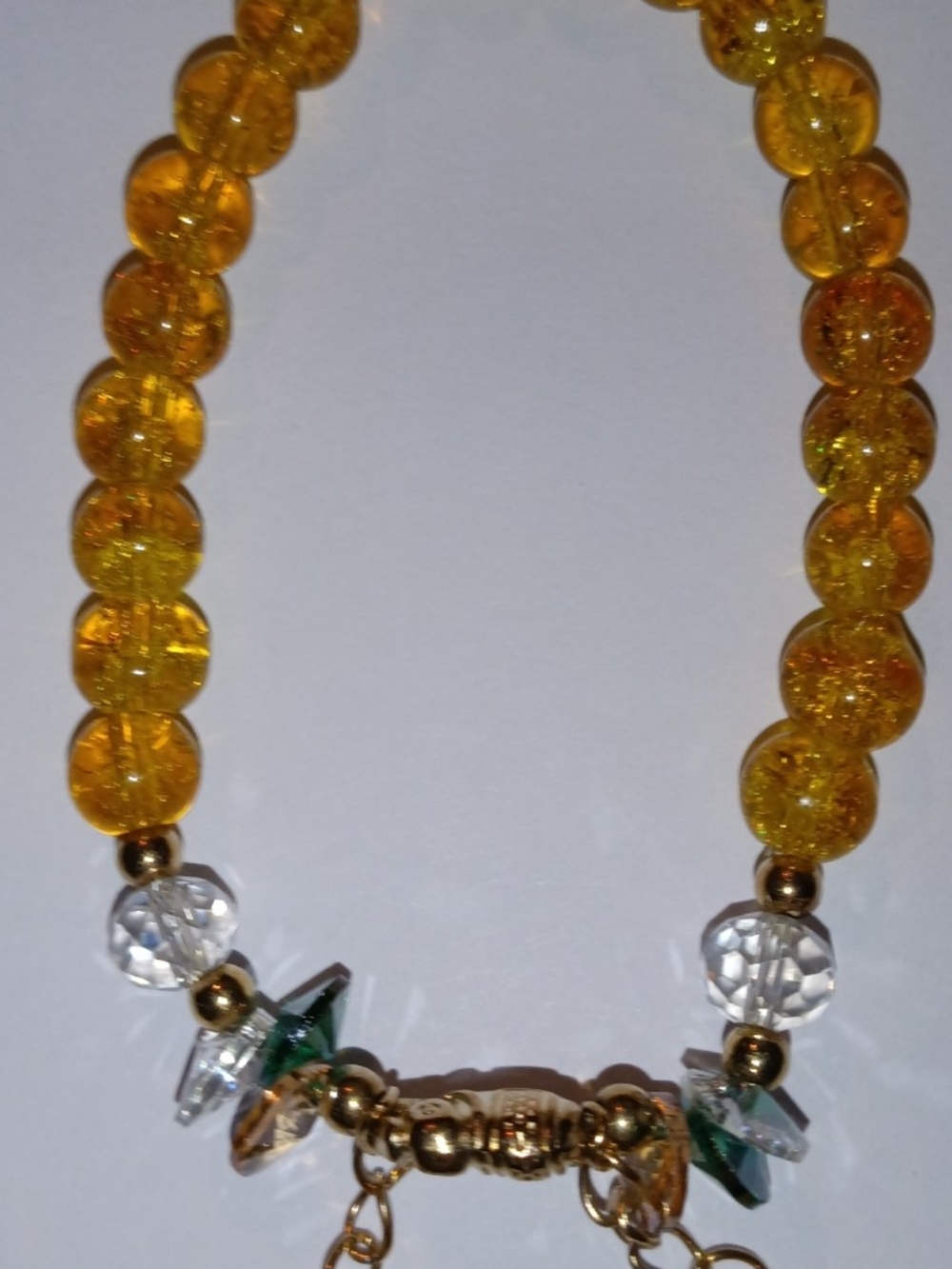 Gold & Yellow Sparkles Beaded Women's Bracelet with Crystal Accents